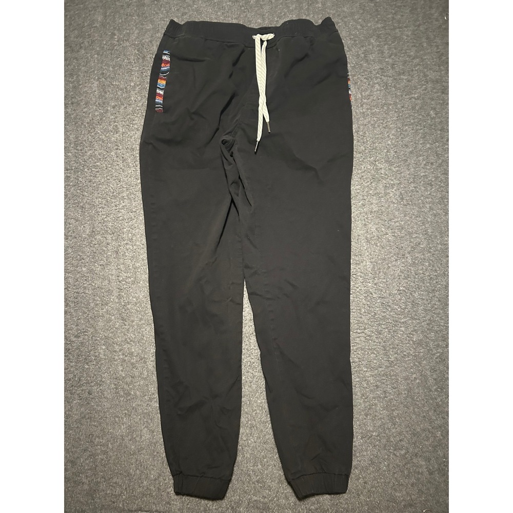 Wowie joggers pants mens tapered casual black drawstring cotton stretch Large